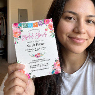 Invitation Fleurs Papel Picado de Style Mexicain pour une Bab