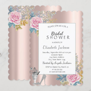 Invitation Fleurs, Parties scintillant hauts talons Rose Fête