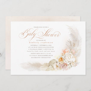 Invitation Fleurs pastel douces et Baby shower en laiton Pamp
