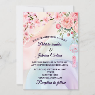 Invitation Fleurs Pastel Romantiques, Conception de Mariage d