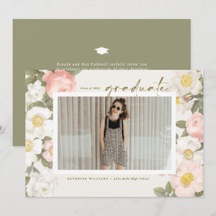 Invitation Fleurs pastel vintage Beige Photo Remise des diplô