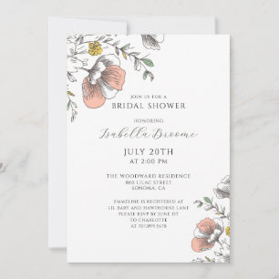 Invitation Fleurs Peintes Baby Shower de Mariage