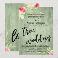 Fleurs peintes Bois vert Décontracté Script Mariag