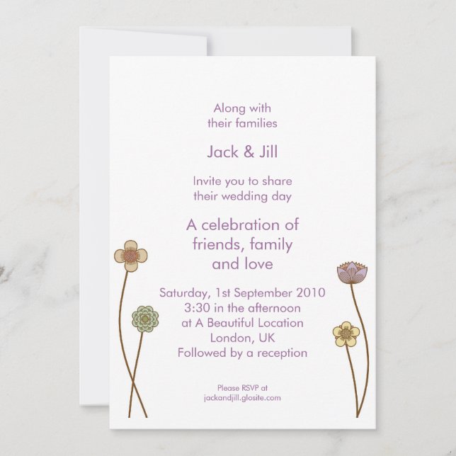 Invitation Fleurs pendantes (blanc) 5x7 (Devant)