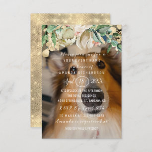 Invitation Fleurs photo Nouveau chien animal de compagnie Bru