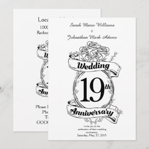 Invitation Fleurs pour les 19 ans de mariage