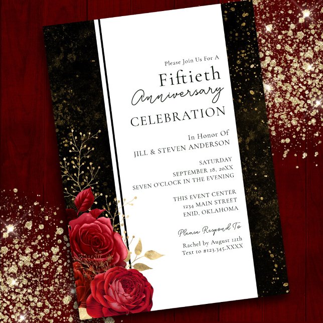 Invitation Fleurs pour les 50 ans de mariage Budget  (Créateur téléchargé)