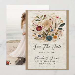 Invitation Fleurs Pressées de Jardin Fantaisiste Mariage Bohè