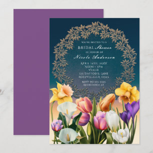 Invitation Fleurs printanières Cadre floral Élégantes invitat
