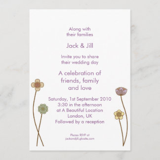Invitation Fleurs qui pointent (blanc) 5x7