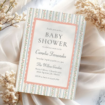 Fleurs rayées Baby Shower Vintage Rétro