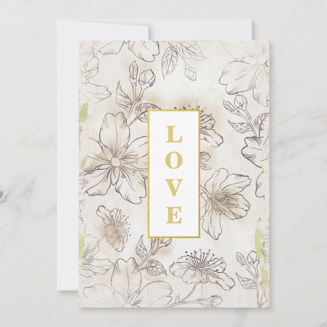 Invitation *~ Fleurs romantiques AIMER AR26 QR RSVP Mariage (Devant)