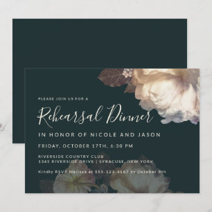 Invitation Fleurs romantiques Dîner de répétition élégant