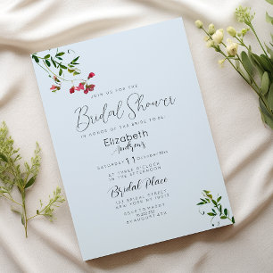 Invitation Fleurs rose bleu pastel rouge vert Shower de maria