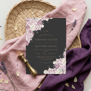 Invitation Fleurs Rose Poussiéreux ⎮Mariage Moderne Tout en U