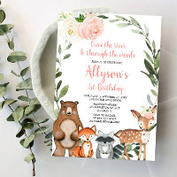 Fleurs roses animaux de bois fille 1er anniversair