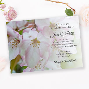 Invitation Fleurs roses blanches Célébration de la vie