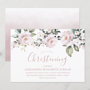 Invitation Fleurs roses blanches et rousses, Roses, apéritif