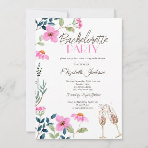 Invitation Fleurs roses de jardin  Enterrement de vie de jeun