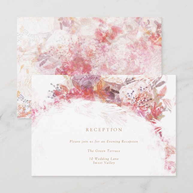 Invitation Fleurs roses de printemps romantiques Accueil Inse (Devant / Derrière)