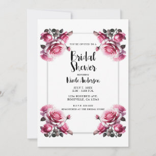 Invitation Fleurs Roses Délicates Mariage Shabby Chic