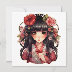 Invitation Fleurs roses d'une fille