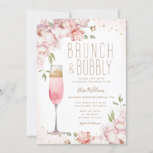 Invitation Fleurs roses élégantes Brunch & Fête des mariées B