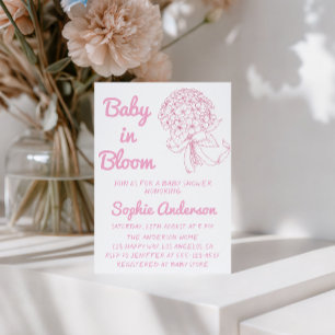 Invitation Fleurs roses en bouquet Bébé en fleurs Shower de b
