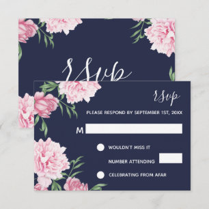 Invitation Fleurs roses et fond marine   RSVP