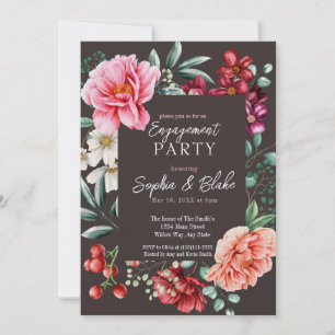 Invitation Fleurs roses et rouges   Slate Engagement Party