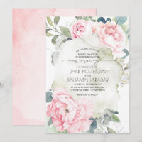 Fleurs roses et verdure Mariage Vintage élégant