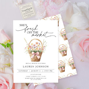 Invitation Fleurs roses fraîches du marché Enterrement de vie