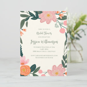 Invitation Fleurs roses jolies bordure botanique Shower de ma