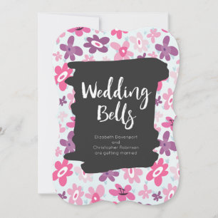 Invitation Fleurs roses mignonnes et Mariage rétro Whimsical