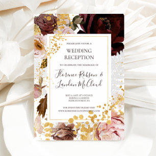 Invitation Fleurs roses modernes   Réception de mariage