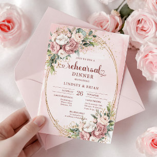 Invitation Fleurs roses pastel aquarelle romantique pour répé