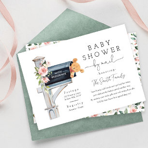 Invitation Fleurs roses pour Baby Shower à distance par la Po