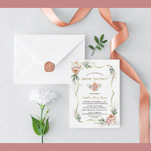 Invitation Fleurs Roses poussiéreuses Fête des mariées de ver