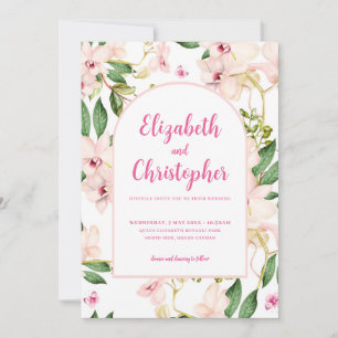 Invitation Fleurs Roses Romantiques Mariage Botanique