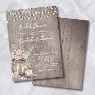 Invitation Fleurs Roses Roses Campagnard Bois Rustique Shower