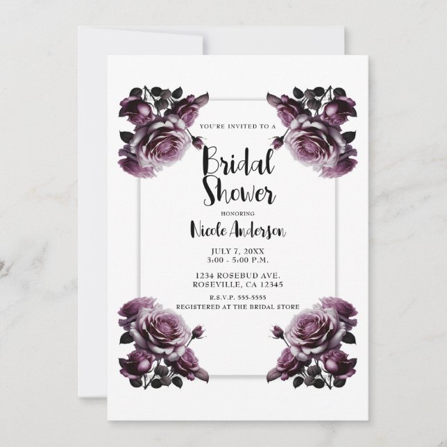 Invitation Fleurs Roses Roses Délicates Shabby Douche  (Devant)