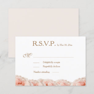 Invitation Fleurs Roses Rouges Mariage RSVP Or Blanc Floral
