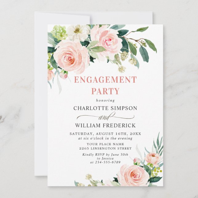 Invitation Fleurs roses rousses PARTI ENGAGEMENT ÉCOLOGIQUE (Devant)