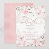 Fleurs Roses Vierges Un Petit Baby shower Papillon