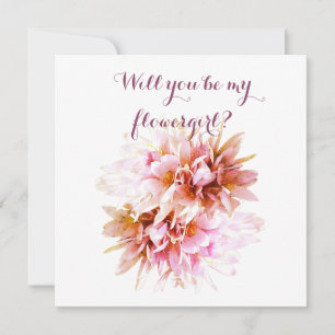 Invitation Fleurs rosesCarte Fleur, serez-vous ma demoiselle 