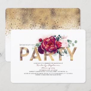 Invitation Fleurs rouges de Bourgogne et Parti de l'or
