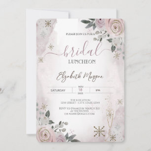 Invitation Fleurs Rouges Fleurs de Neige Luncheon de Mariage