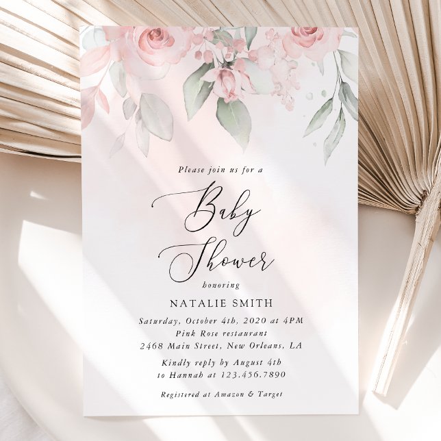 Invitation Fleurs Rouges, Fleurs Roses, Boho, Baby shower (Créateur téléchargé)