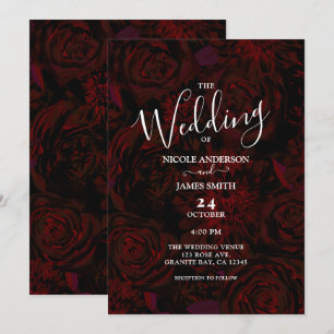 Invitation Fleurs Rouges Romantiques Sombres Jardin Glamour M