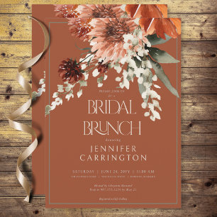Invitation Fleurs rouille en terre cuite rustique Brunch nupt